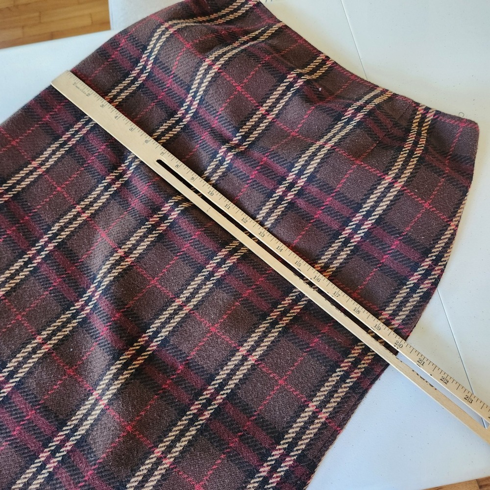 Vintage Worthington Fringed Plaid Flannel Blanket Maxi Skirt 8 Wool Blend Preppy - Picture 8 of 11
